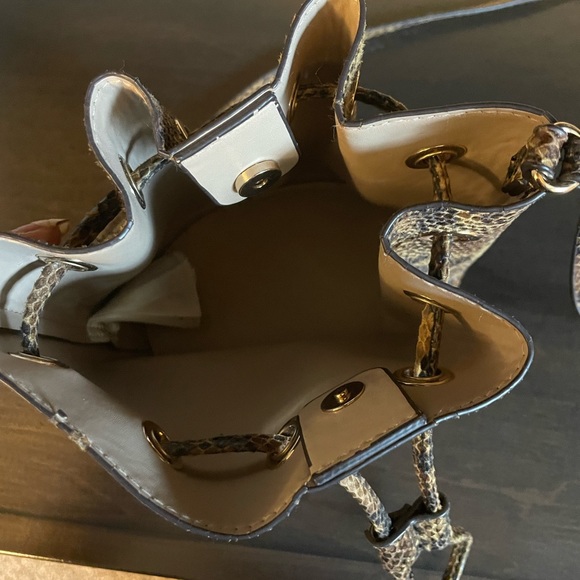 Snakeskin Gold-Tone Crossbody Bucket Bag - Picture 3 of 4